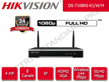 NVR Hikvision Wireless 8 canale IP Full HD 1080p 4 Megapixel 