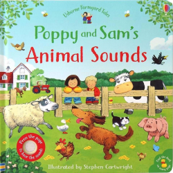 Carte sonora pentru copii Poppy and Sam and rsquo s animal sounds cu butoane pe fiecare pagina Usborne plus semn de carte cadou 