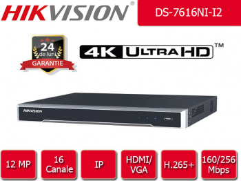 NVR Hikvision 16 canale IP UltraHD 4K 12 Megapixel 