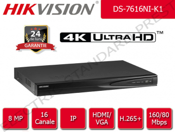 NVR Hikvision 16 canale IP UltraHD 4K 8 Megapixel 