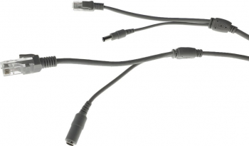 Cablu retea 15m pentru camera IP CCTV NVR RJ45DC15M-DC UTP Cat.5/5e mufat 2XRJ45 si cablu alimentare mufat 2X2.1x5.5mm gri 