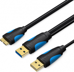 Cablu incarcare si transfer date USB Micro B la 2 x cablu USB 3.0 0.5 metrI Vention 