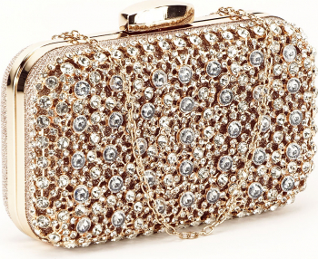 Geanta clutch champagne cu cristale Rosanna 
