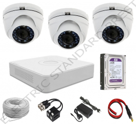Sistem Supraveghere Complet 720p 20m Hikvision TurboHD Smart IR ICR Day and Night Analog format din 1x DVR si 3x Camere 