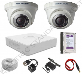 Sistem Supraveghere Complet Hikvision TurboHD 20m 720p Smart IR ICR Day and Night Analog format din 1x DVR si 2x Camere 