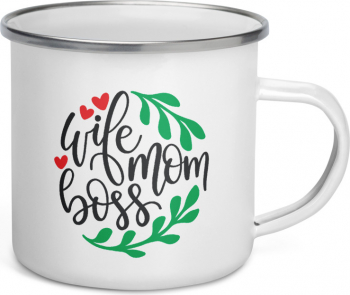 Cana metalica emailata personalizata Wife mom boss 