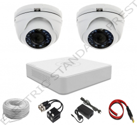 Sistem Supraveghere Complet Hikvision TurboHD 20m 720p Smart IR ICR Day and Night Analog format din 1x DVR si 2x Camere 