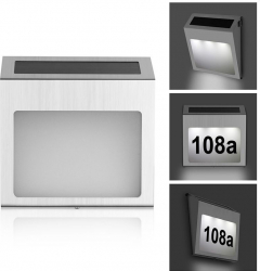 Numar casa incarcare solara LED-uri SMD 600mAh IP65 carcasa otel cifre litere