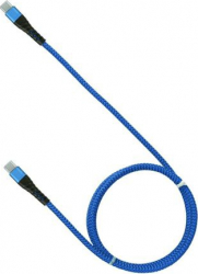 Cablu de incarcare/transfer date USB-C la USB-C lungime 1M ranforsat Albastru BBL1390
