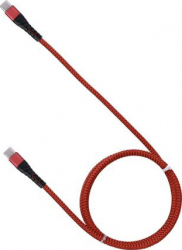 Cablu de incarcare/transfer date USB-C la USB-C lungime 1M ranforsat Rosu BBL1392 