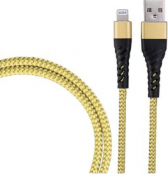 Cablu de incarcare/transfer date USB la Lightning lungime 1M ranforsat Gold BBL1382 