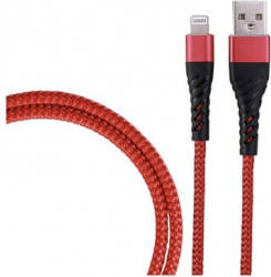 Cablu de incarcare/transfer date USB la Lightning lungime 1M ranforsat Rosu BBL1381 