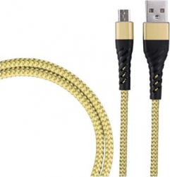 Cablu de incarcare/transfer date USB la Micro USB-C / Type-C lungime 1M ranforsat Gold BBL1387 