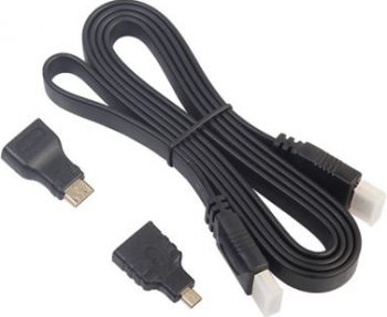 Cablu HDMI cu 1 adaptor micro HDMI si 1 adaptor mini HDMI lungime 1 5 m Negru BBL1477 