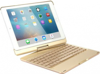 Husa carcasa cu tastatura LED Bluetooth Wireless pentru iPad Air iPad Air 2 iPad Pro 9.7 iPad 9.7 2017 2018 aliaj aluminiu auriu HOPE R