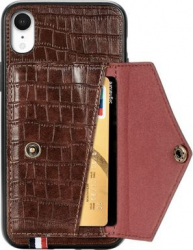 Husa Piele cu Buzunar Card pentru iPhone XS capac de protectie carcasa bumper Maro BBL1464 