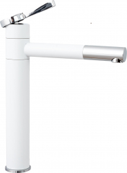 Baterie lavoar TRENDY S design cilindric montare pe blat white-chrom 