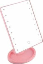 Oglinda pentru machiaj cu LED 22 lumini rotatie de 180 and ordm pink 