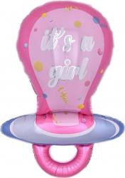 Balon folie suzeta Its a girl 97x58 cm aer sau heliu roz