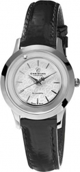 Ceas de dama Swiss Made Argintiu Cadran Alb 1 diamant curea piele neagra Christina Watches Collect 