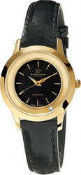 Ceas de dama Swiss Made Auriu Cadran Negru 1 diamant curea piele neagra Christina Watches Collect