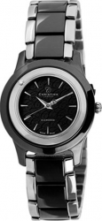 Ceas de dama Swiss Made Negru Cadran Negru 1 diamant bratara otel neagra u argintiu Christina Watches Collect 
