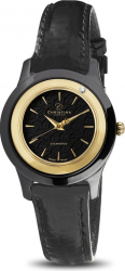 Ceas de dama Swiss Made Negru Cadran Negru 1 diamant curea piele neagra Christina Watches Collect 