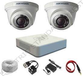 Sistem Supraveghere Complet Hikvision TurboHD 720p 20m Smart IR ICR format din 1x DVR si 2x Camere 