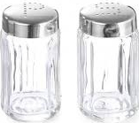 Set 2 recipiente din sticla pentru sare si piper cu suport din inox Studio Casa 