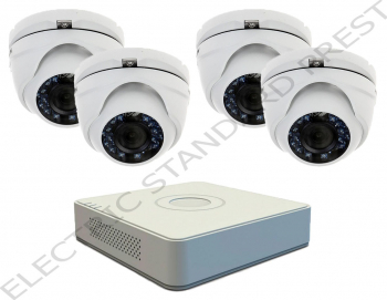 Sistem Supraveghere TurboHD exterior/interior 720p Hikvision 20m Smart IR ICR Day and Night format din 1x DVR si 3x Camere 