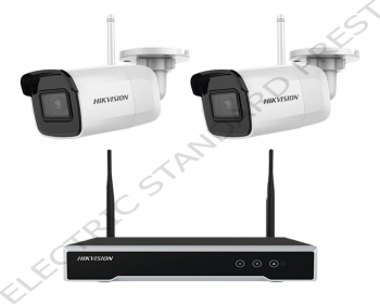 Sistem Wireless Audio Hikvision FullHD 30m IR ICR format din 1x NVR si 2x Camere 