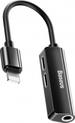 Adaptor Baseus Audio Converter L52 Lightning to Lightning to Jack 3 5 mm Negru