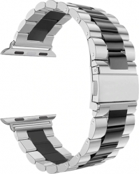Curea Metalica Premium MTP Negru + silver pentru Apple Watch 40mm 
