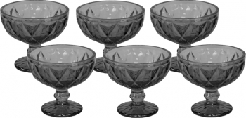 Set 6 boluri de sticla RAKI WICKED pentru inghetata cu picior si forme in relief 12x10cm 370ml 