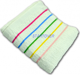 Set 3 prosoape de fata 50x90 cm 100 Bumbac alb cu dungi colorate