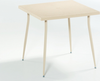 Masa patrata RAKI CARMEN Ratan 80x80xh75 5cm din polipropilen cu fibra de sticla culoare capucino imitatie ratan 