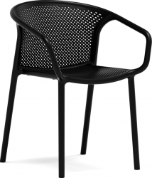 Scaun terasa cu spatar rotunjit RAKI CHICAGO cu aditiv UV protectie impotriva razelor solare 57x57x77cm negru 