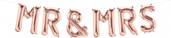 Set baloane Mr and Mrs culoare rose gold 40 cm