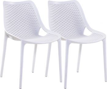 Set 2 scaune terasa bar cafenea cu spatar Raki London Air cu aditiv UV protectie impotriva razelor solare 61x51x82cm alb 