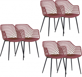 Set 6 scaune dining cafenea cu spatar Raki Toyama polipropilena 56x57x84cm mov 