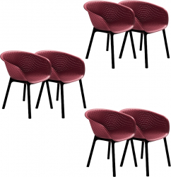 Set 6 scaune dining tip fotoliu Raki Havana cu aditiv UV protectie impotriva razelor solare 61x64x74cm bordo 