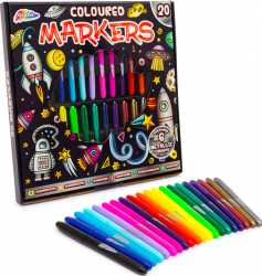 Set markere colorate 20 bucati cu 6 culori metalizate Grafix R04-0068 