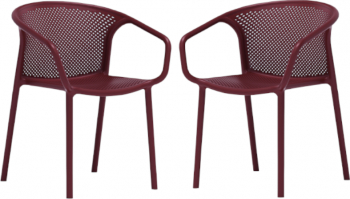 Set 2 scaune cafenea terasa cu spatar rotunjit Raki Chicago cu aditiv UV protectie impotriva razelor solare 57x57x77cm bordo 