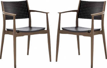 Set 2 scaune dining cafenea Raki Seginius maro bej 44x56xh81cm din polipropilen cu fibra de sticla 