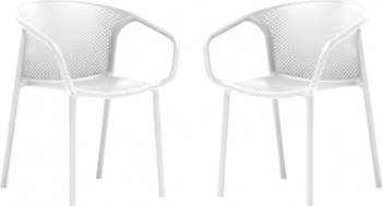 Set 2 scaune dining cu spatar rotunjit Raki Chicago cu aditiv UV protectie impotriva razelor solare 57x57x77cm alb 