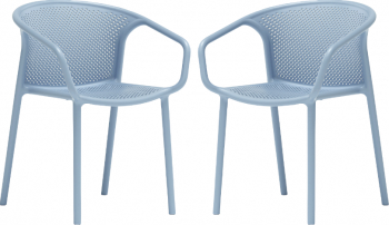 Set 2 scaune dining cu spatar rotunjit Raki Chicago cu aditiv UV protectie impotriva razelor solare 57x57x77cm albastru 
