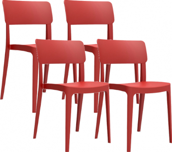 Set 4 scaune bar ASPEN culoare rosie polipropilen fibra sticla 