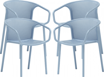 Set 4 scaune bucatarie cu spatar rotunjit Raki Chicago cu aditiv UV protectie impotriva razelor solare 57x57x77cm albastru 