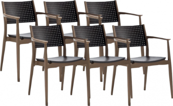 Set 6 scaune dining cafenea Raki Seginius maro bej 44x56xh81cm din polipropilen cu fibra de sticla 