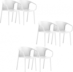 Set 6 scaune terasa cafenea cu spatar rotunjit Raki Chicago cu aditiv UV protectie impotriva razelor solare 57x57x77cm alb 
